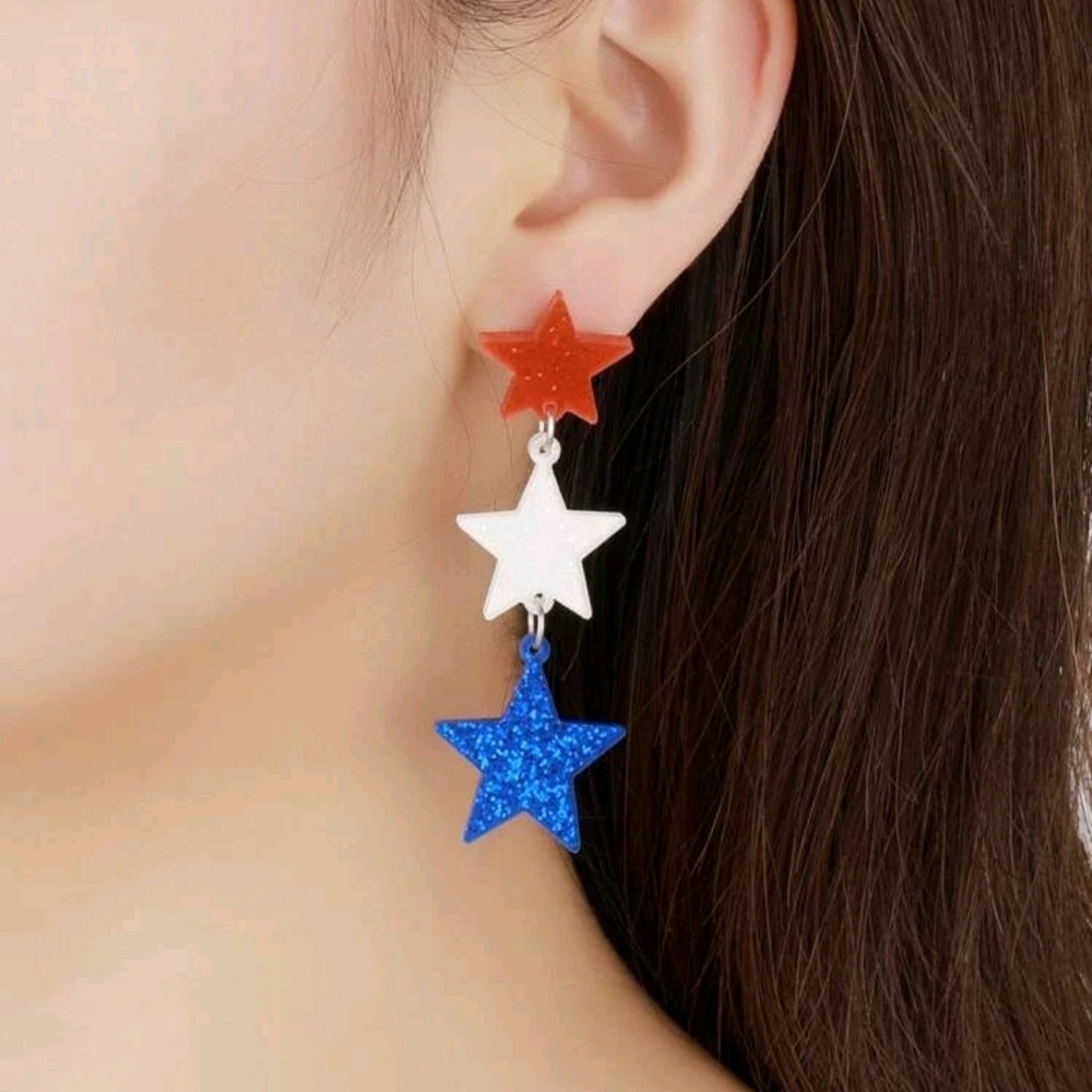 Red, White, and Blue Star Earrings